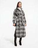 NWT LBLC THE LABEL Hayley Long Belted Plaid Wool Blend Jacket Small