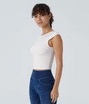 NWT Halara SoftlyZero™ Boat Neck Cap Sleeve Cropped T-Shirt-UPF50+ Size Large