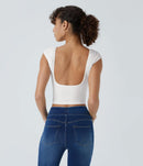 NWT Halara SoftlyZero™ Boat Neck Cap Sleeve Cropped T-Shirt-UPF50+ Size XL